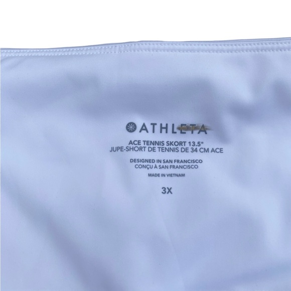ATHLETA ACE 13 1/2 TENNIS SKORT WHITE SIZE 3X NWT - Picture 3 of 5
